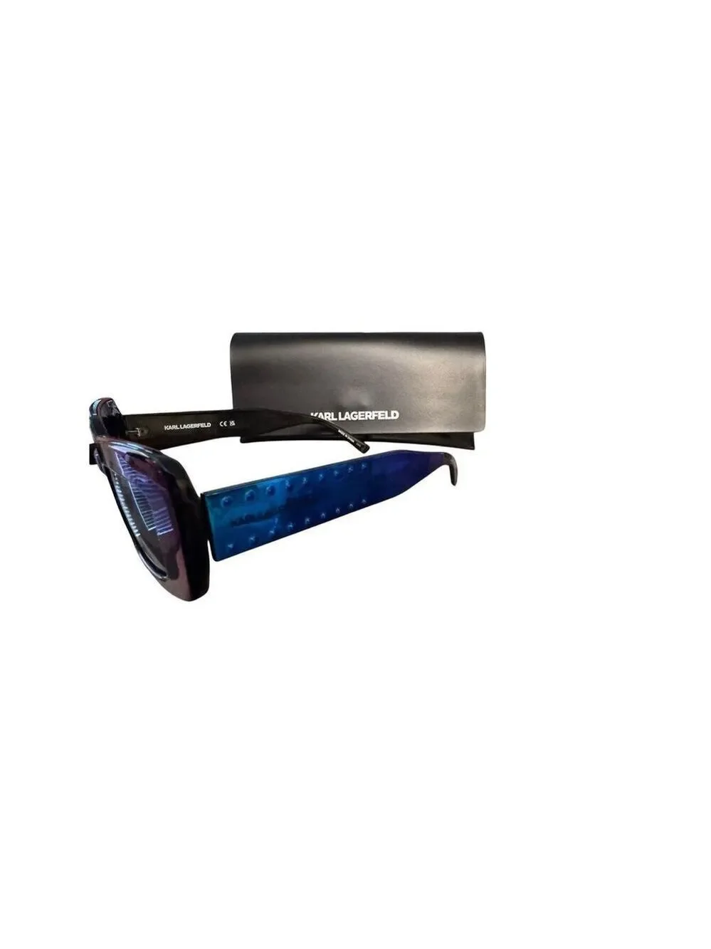 Karl Lagerfeld Women's 50mm Metallic Mirror Blue Black Sunglasses KL6164S-400